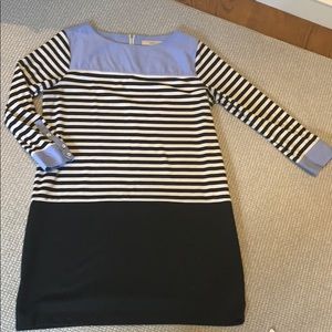 🌺Ann Taylor LOFT black & white stripe Multi dress